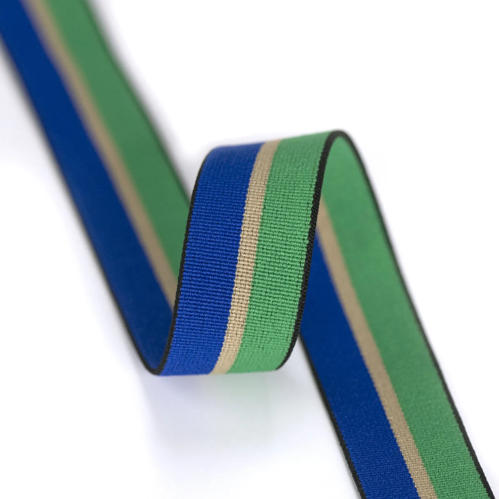 1 inch (25mm) Wide Blue/ Purple/Green/Yellow/White Stripe Elastic Band - 1 Yard