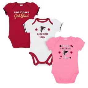 3-Pack Atlanta Falcons Baby Girl Short Sleeve Bodysuit