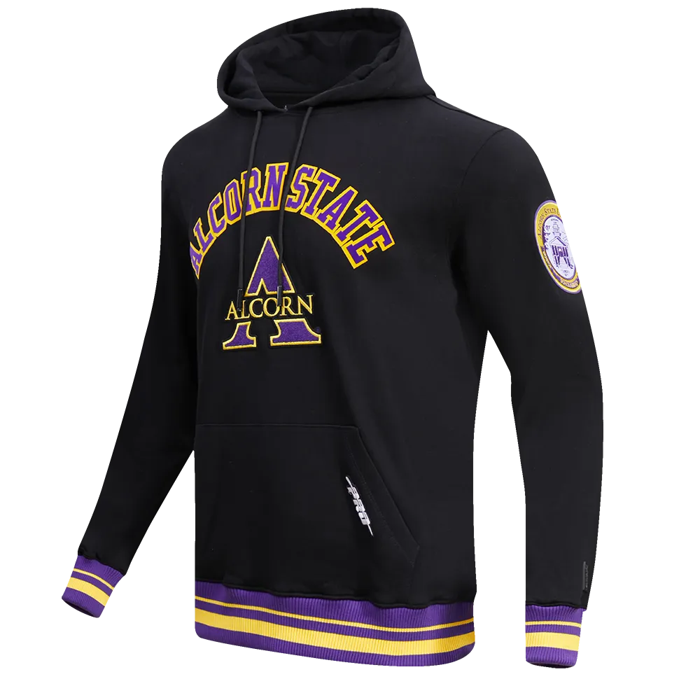 ALCORN STATE UNIVERSITY CLASSIC MEN'S STACKED LOGO PO HOODIE (BLACK)