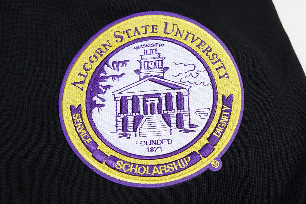 ALCORN STATE UNIVERSITY CLASSIC MEN'S STACKED LOGO PO HOODIE (BLACK)