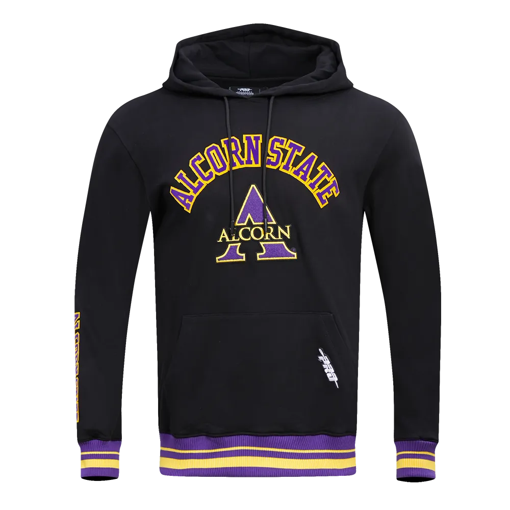 ALCORN STATE UNIVERSITY CLASSIC MEN'S STACKED LOGO PO HOODIE (BLACK)