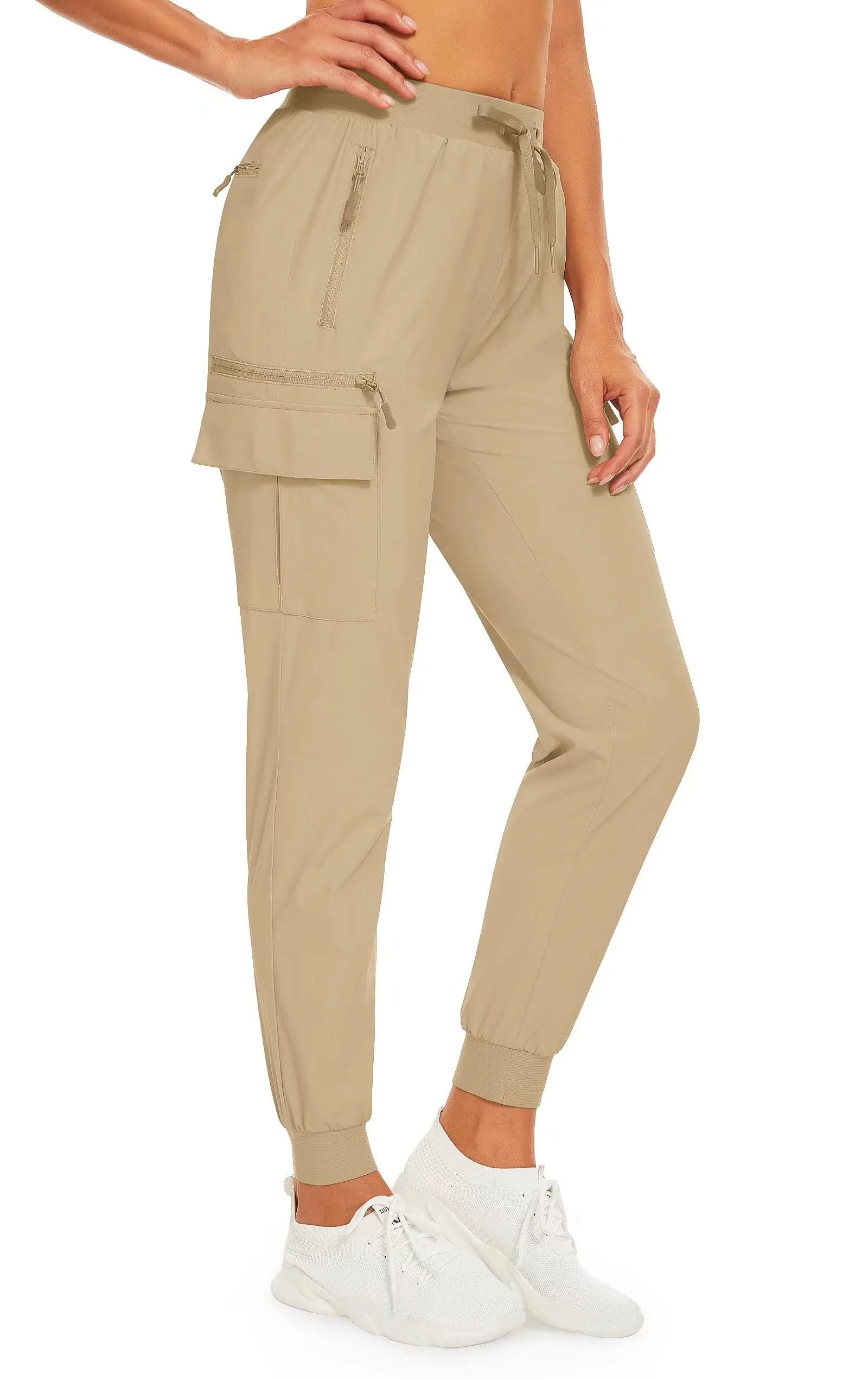 Amy Fashion - Elastic Waist Casual Long Trousers