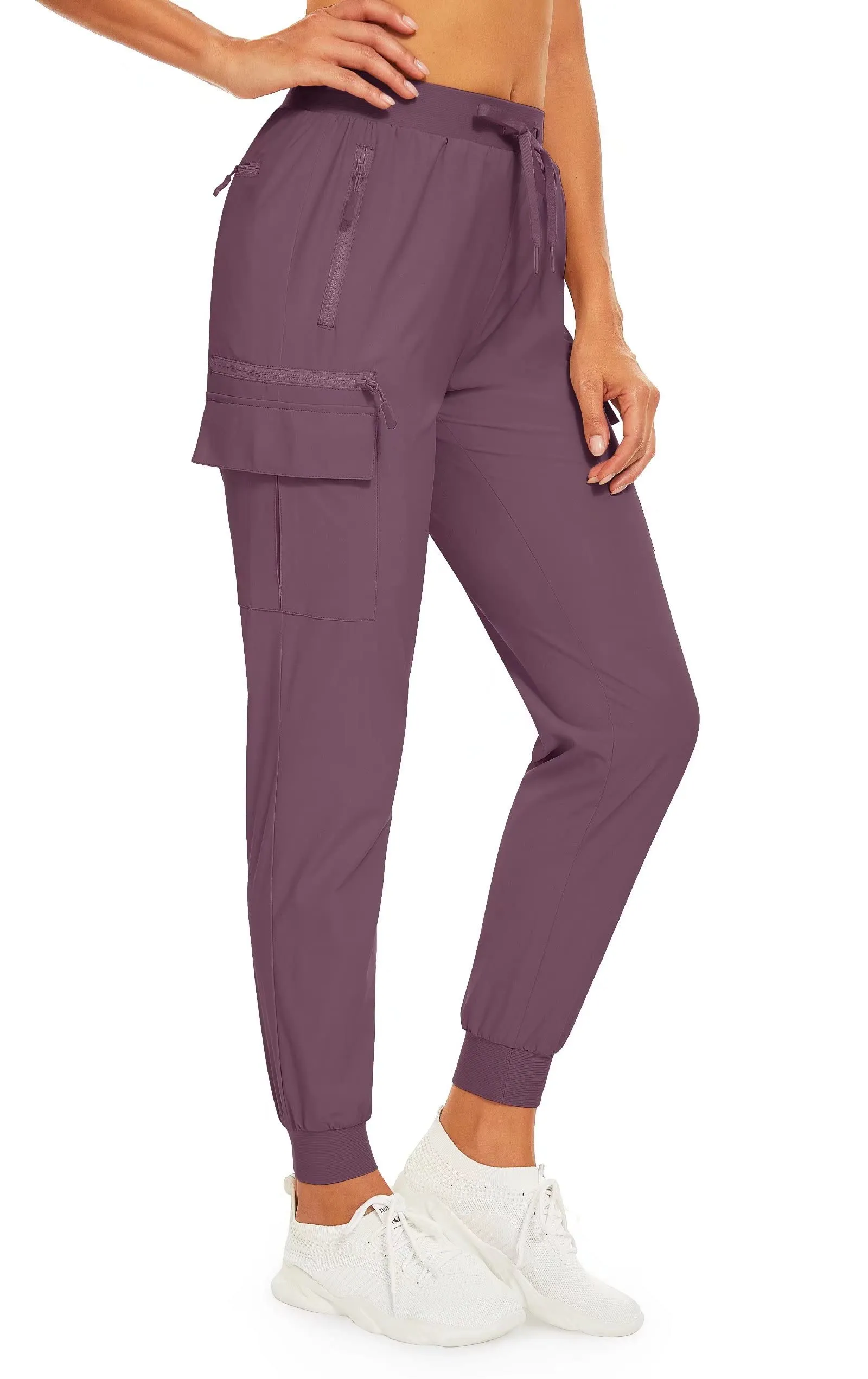 Amy Fashion - Elastic Waist Casual Long Trousers