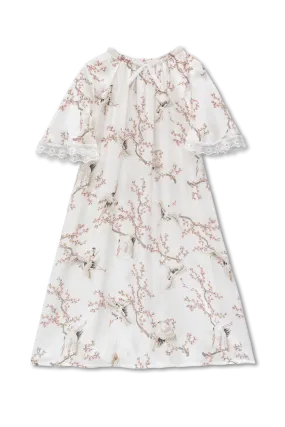 ANTONIA - GIRLS’ SILK NIGHTDRESS IVORY BIRDS