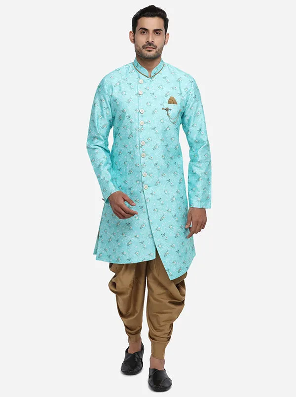 Aqua Green Semi Indowestern | Azania