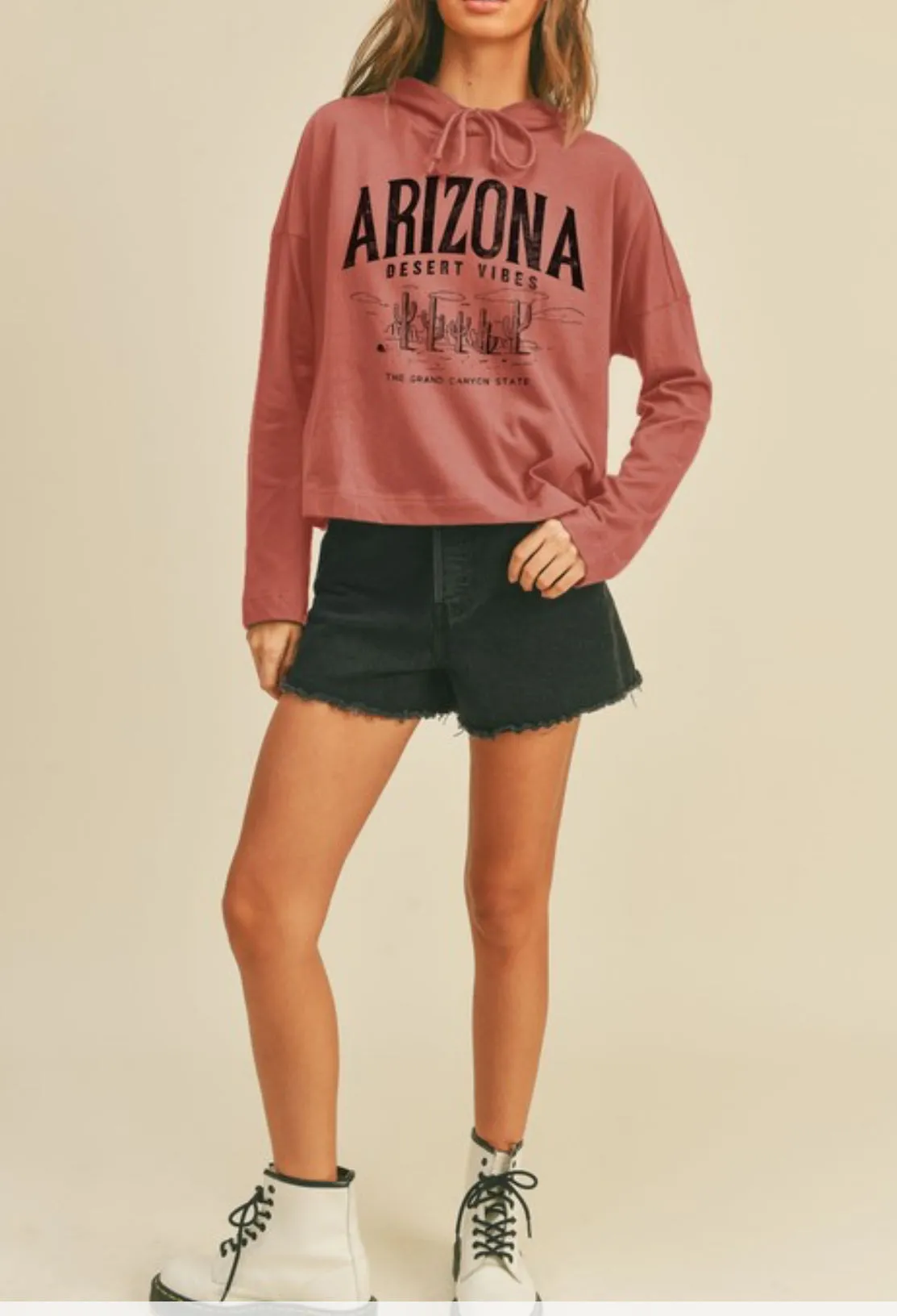 Arizona Desert Vibes Graphic Hooded Long Sleeve Tee