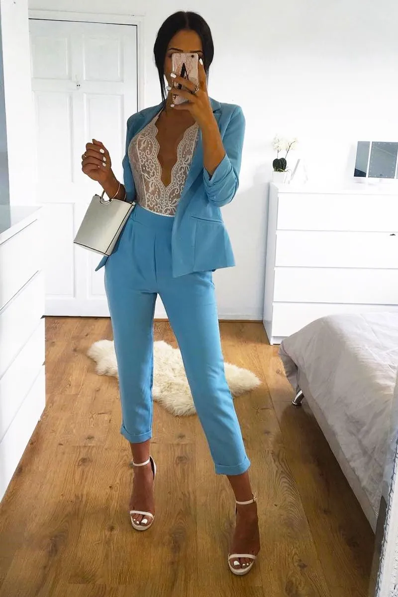 Baby Blue Blazer and Trousers Co-Ord - Rossie