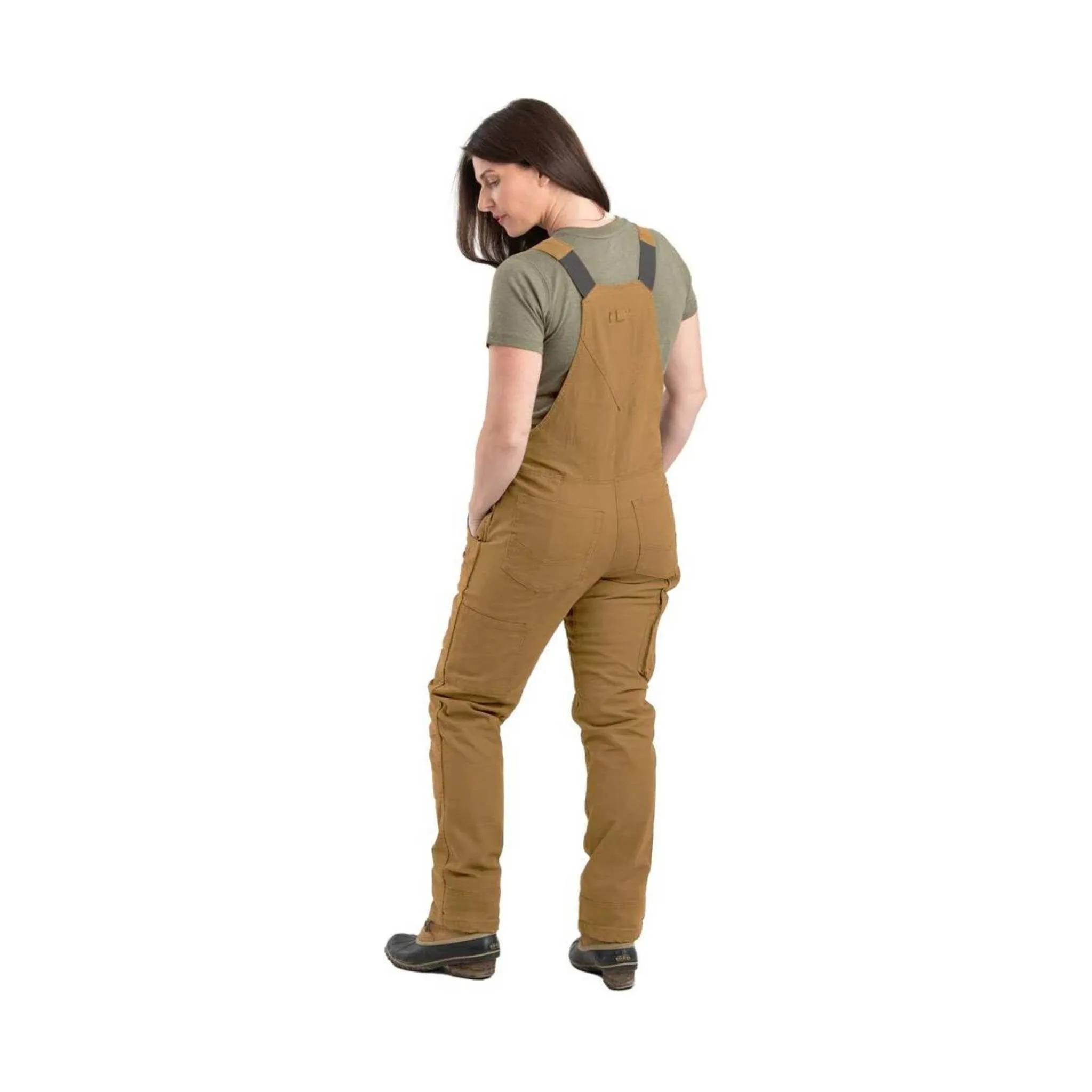 Berne Women's Unlined Stretch Duck Bib Overalls - Brown