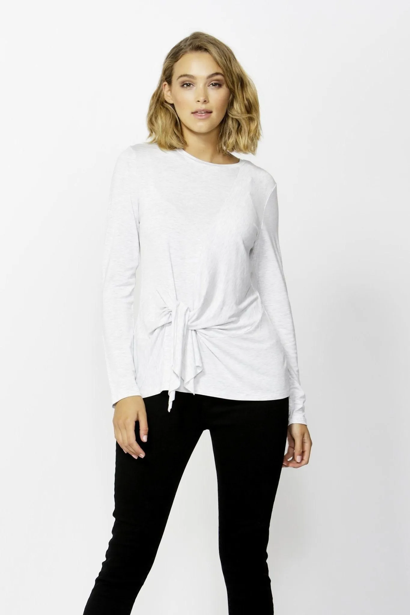 Betty Basics Monaco Knot Top in Heather Grey