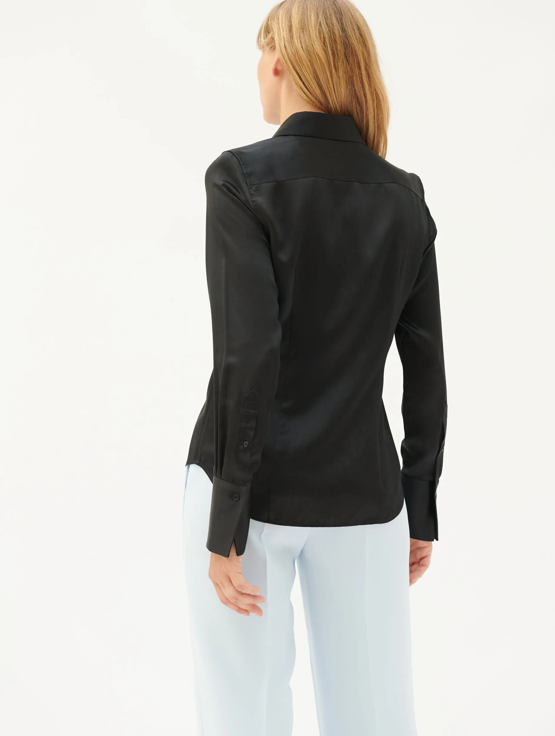 Black silk satin shirt