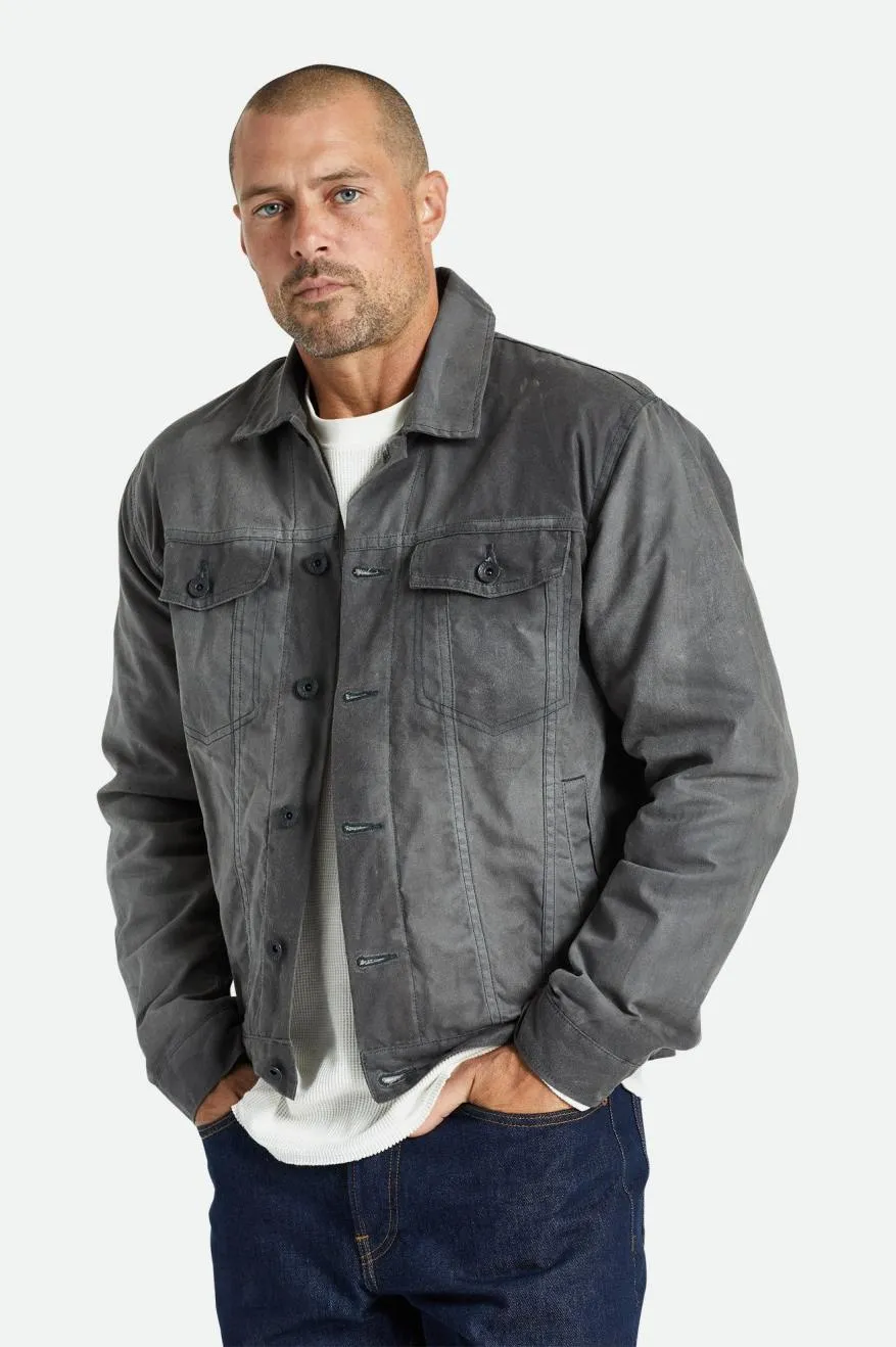 Cable Reserve Waxed Canvas Trucker Jacket - Charcoal