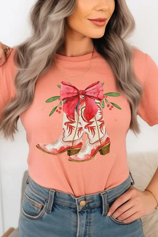 Christmas Cowgirl Boots Graphic Tee