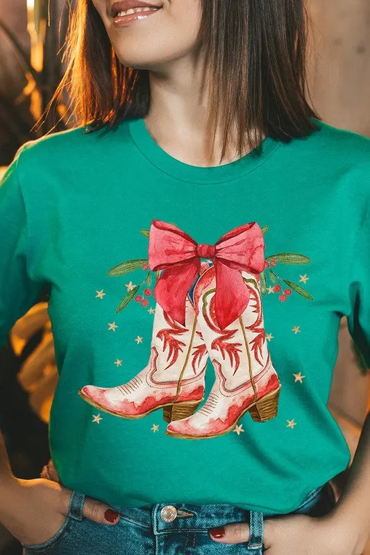 Christmas Cowgirl Boots Graphic Tee