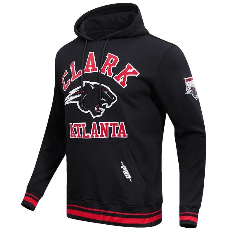 CLARK ATLANTA UNIVERSITY CLASSIC MEN'S STACKED LOGO PO HOODIE (BLACK/RED/BLACK)