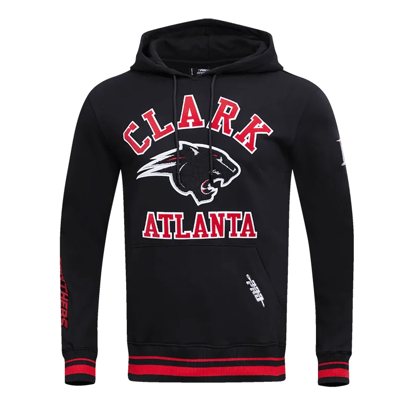 CLARK ATLANTA UNIVERSITY CLASSIC MEN'S STACKED LOGO PO HOODIE (BLACK/RED/BLACK)