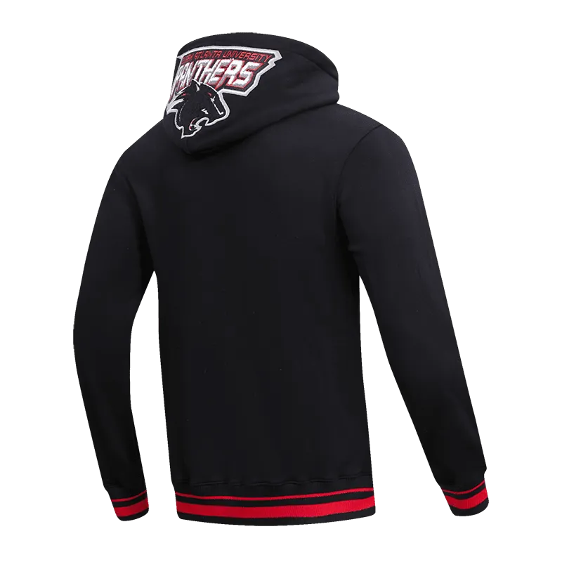 CLARK ATLANTA UNIVERSITY CLASSIC MEN'S STACKED LOGO PO HOODIE (BLACK/RED/BLACK)