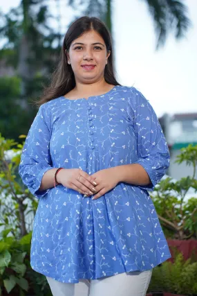 Cobalt Embroidered Rayon Kurta