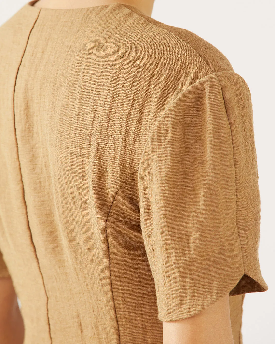 Cody Blouse Viscose Linen Blend Caramel