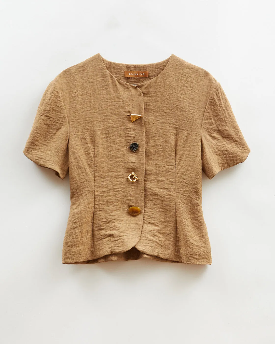 Cody Blouse Viscose Linen Blend Caramel