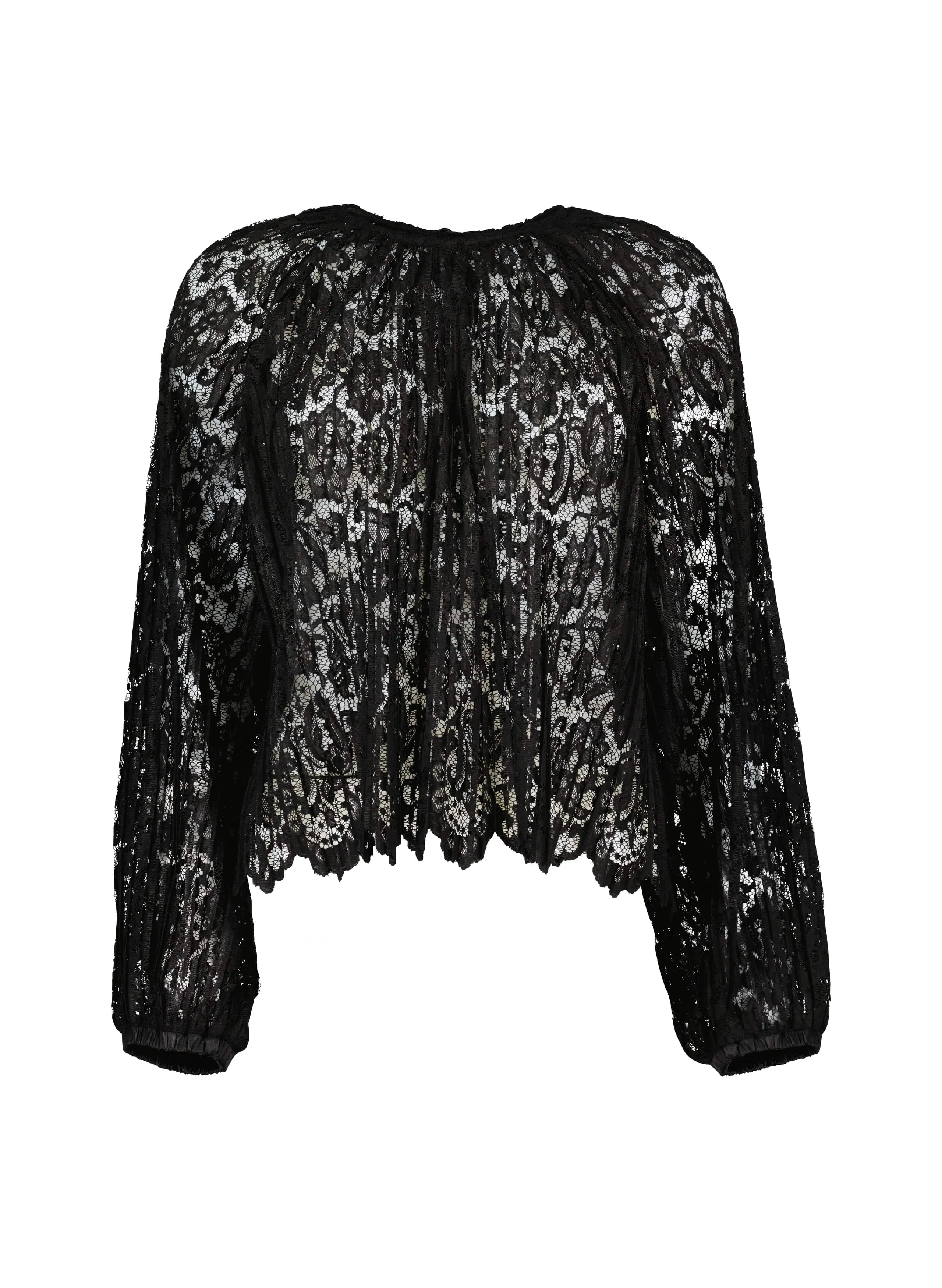 Coline Recycled Lace Sheer Top | Caviar Black