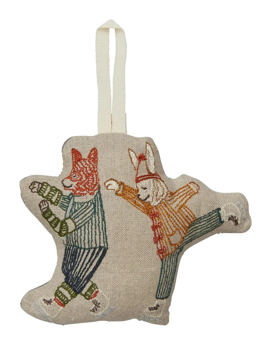 Coral & Tusk Ice Skater Bunny and Fox Ornament