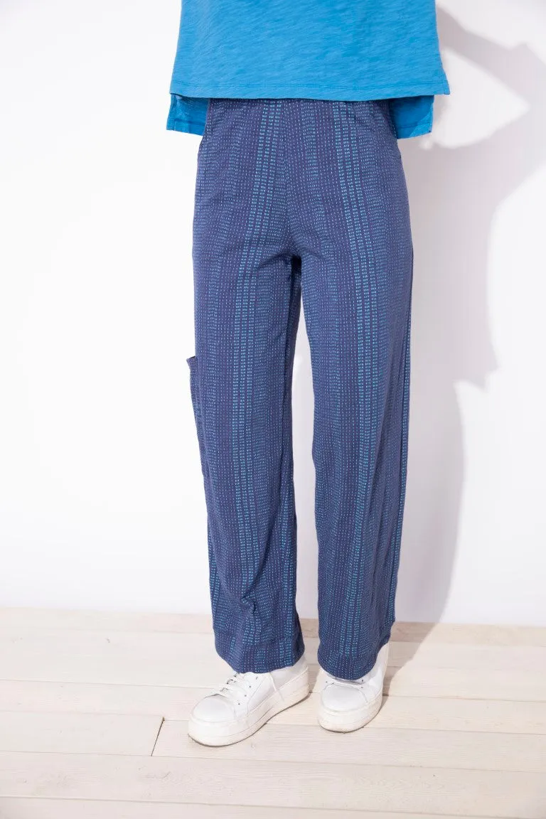 Cotton Slub J Pocket Flood Pant in Navy Stripe