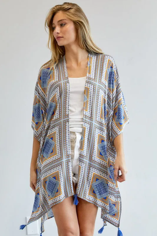 Davi & Dani Printed Short Sleeve loose Kimono