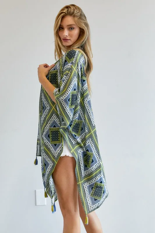 Davi & Dani Printed Short Sleeve loose Kimono