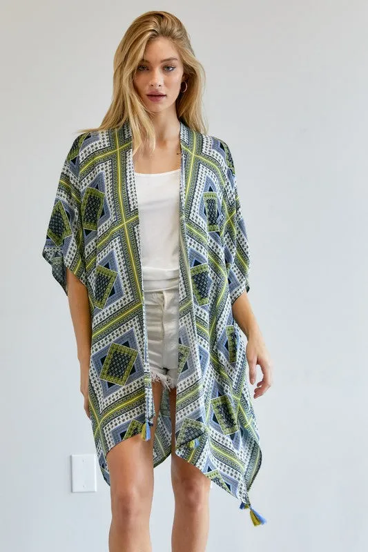 Davi & Dani Printed Short Sleeve loose Kimono