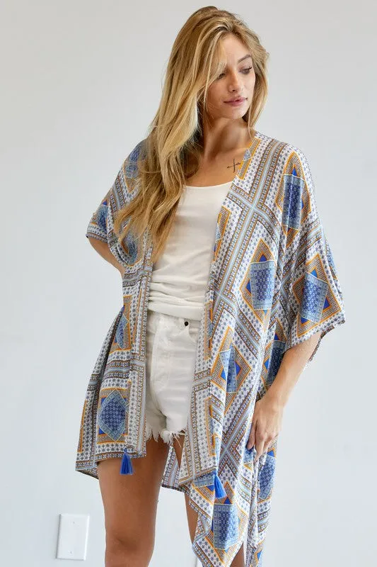 Davi & Dani Printed Short Sleeve loose Kimono