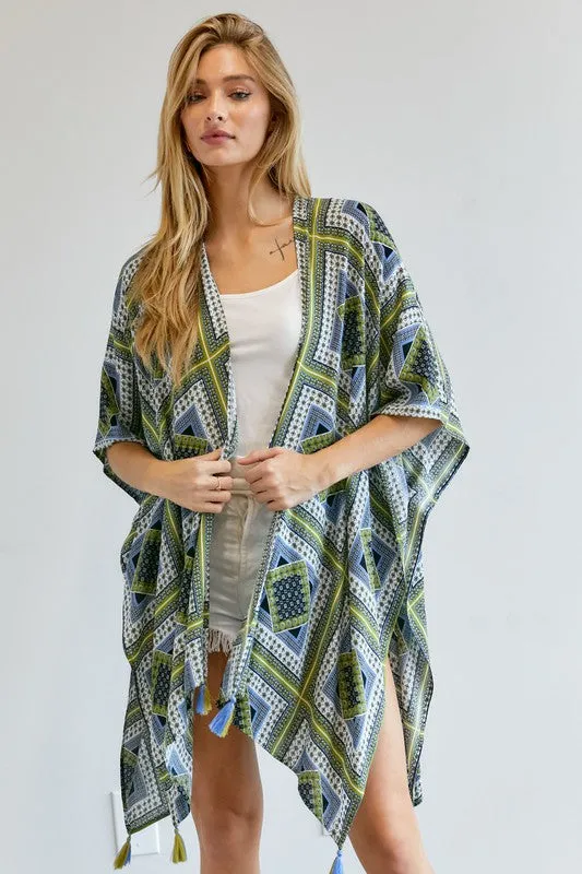 Davi & Dani Printed Short Sleeve loose Kimono