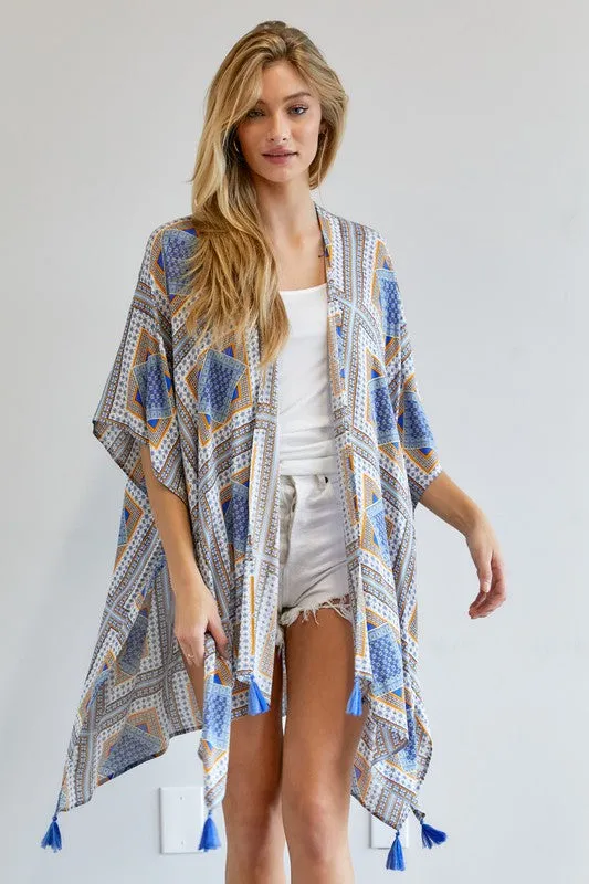 Davi & Dani Printed Short Sleeve loose Kimono