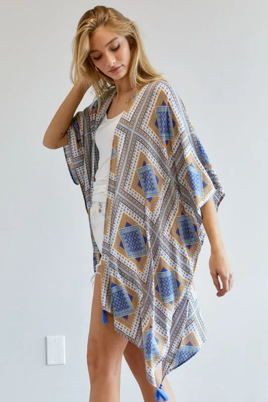 Davi & Dani Printed Short Sleeve loose Kimono