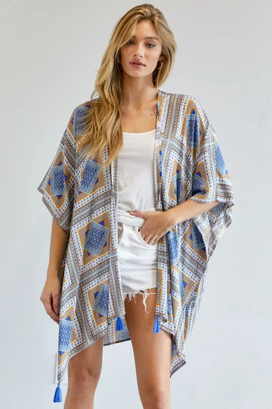 Davi & Dani Printed Short Sleeve loose Kimono