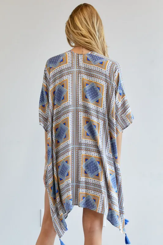 Davi & Dani Printed Short Sleeve loose Kimono