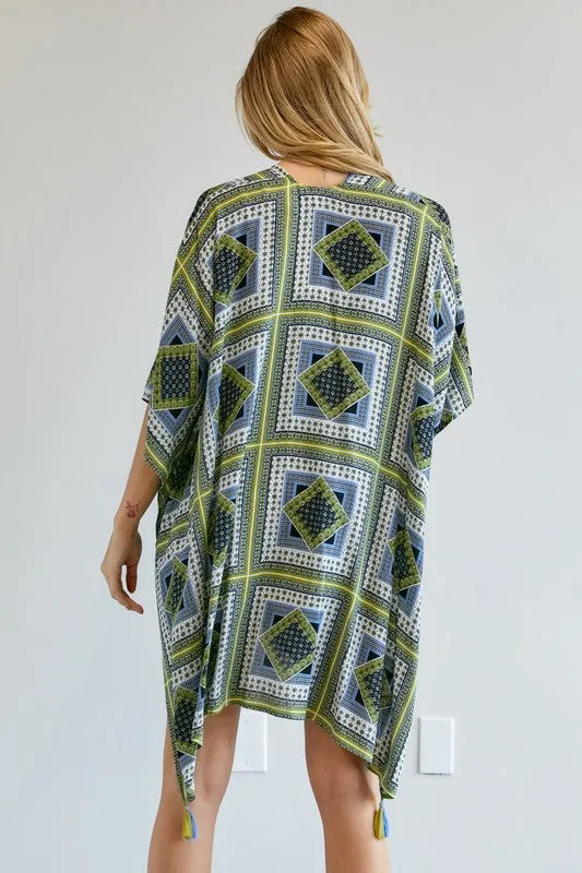 Davi & Dani Printed Short Sleeve loose Kimono