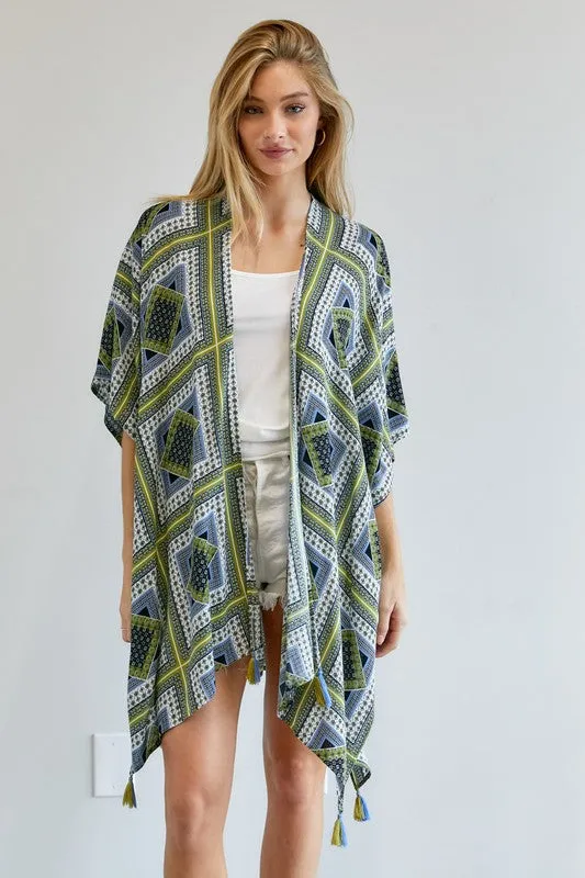 Davi & Dani Printed Short Sleeve loose Kimono