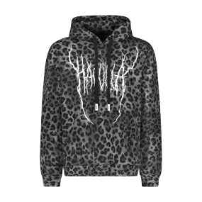 DEMON ANIMAL HOODIE GREY LEOPARD