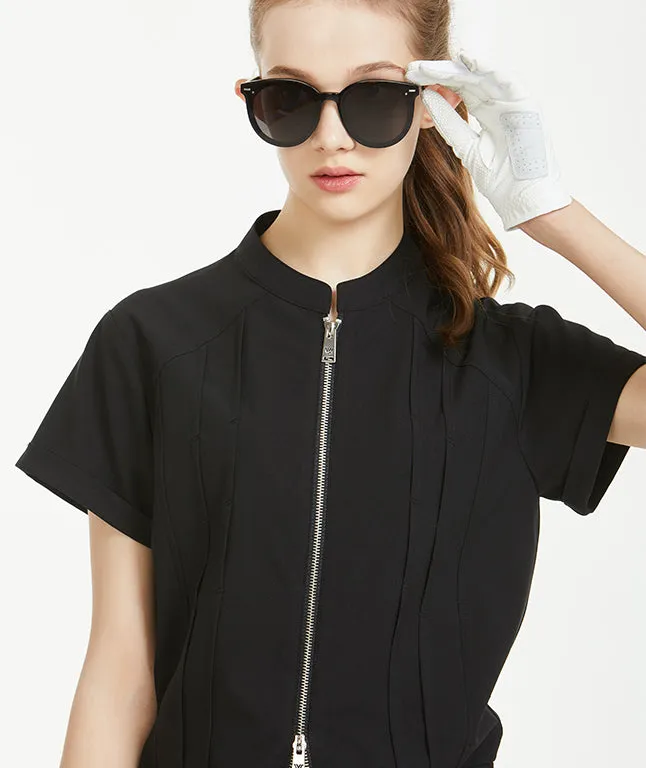 Diane Pintuck Short Sleeve Blouson - Black