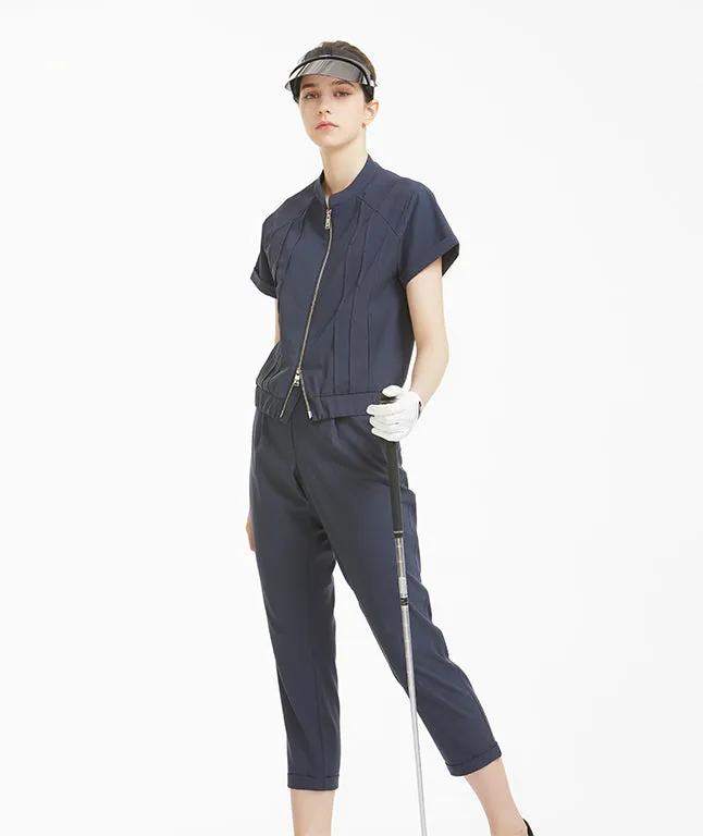 Diane Pintuck Short Sleeve Blouson - Dark Gray