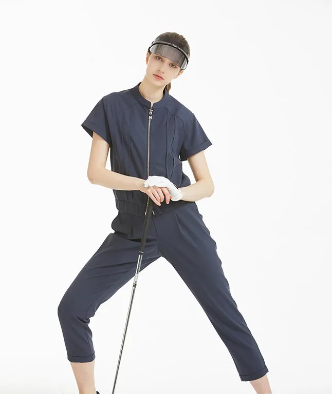 Diane Pintuck Short Sleeve Blouson - Dark Gray