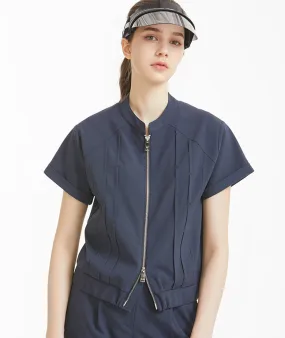 Diane Pintuck Short Sleeve Blouson - Dark Gray