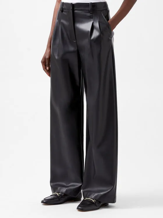 French Connection Crolenda PU Wide Leg Trousers - Blackout