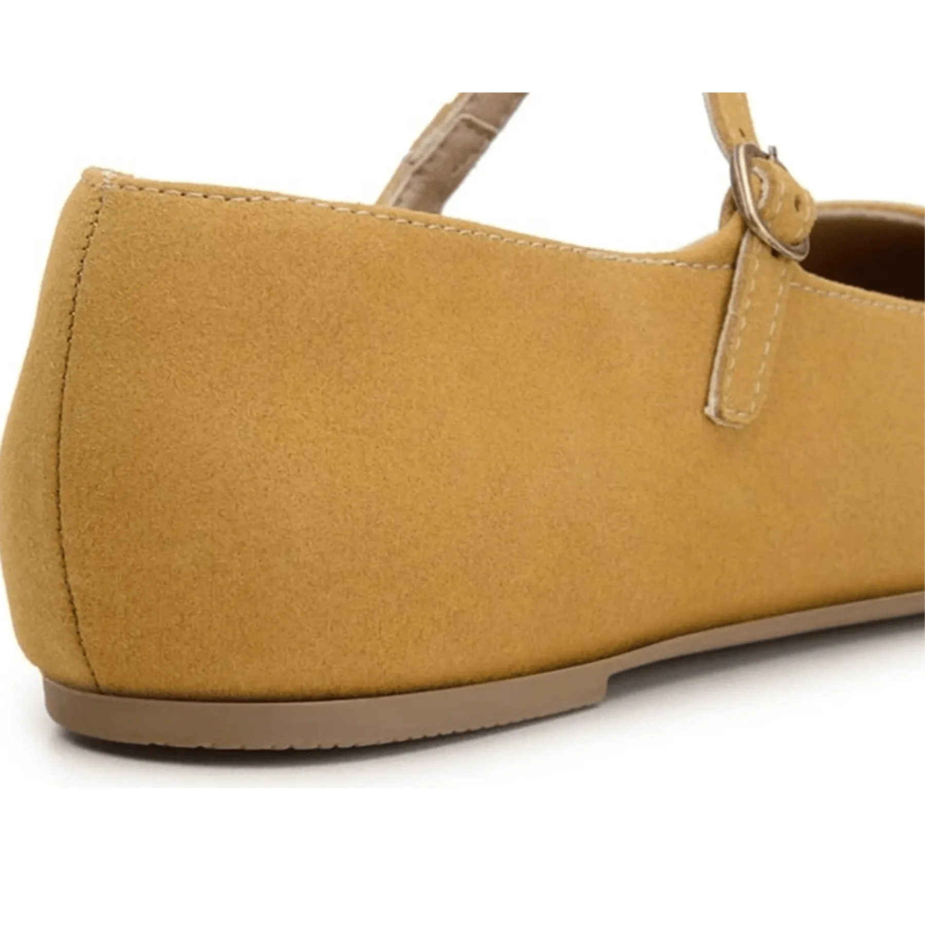 'Gabriella' Vegan-Suede Flats by Ahimsa - Mustard