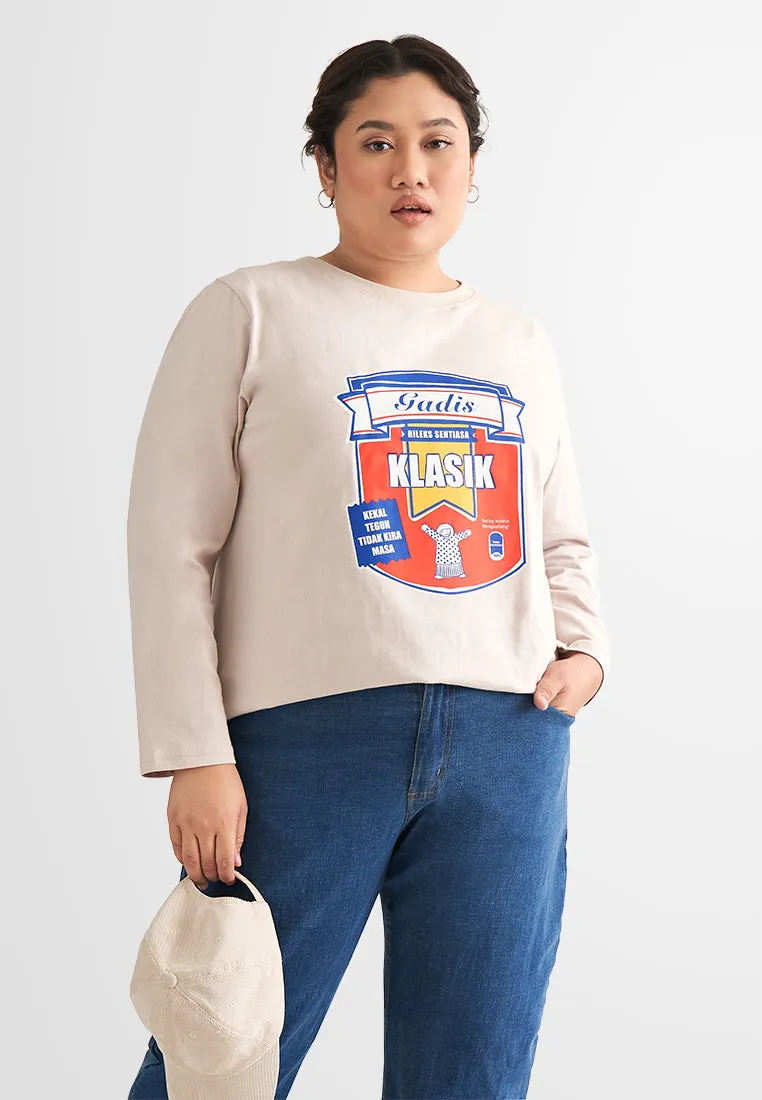 Gadis Long Sleeve Single Jersey Graphic Tee