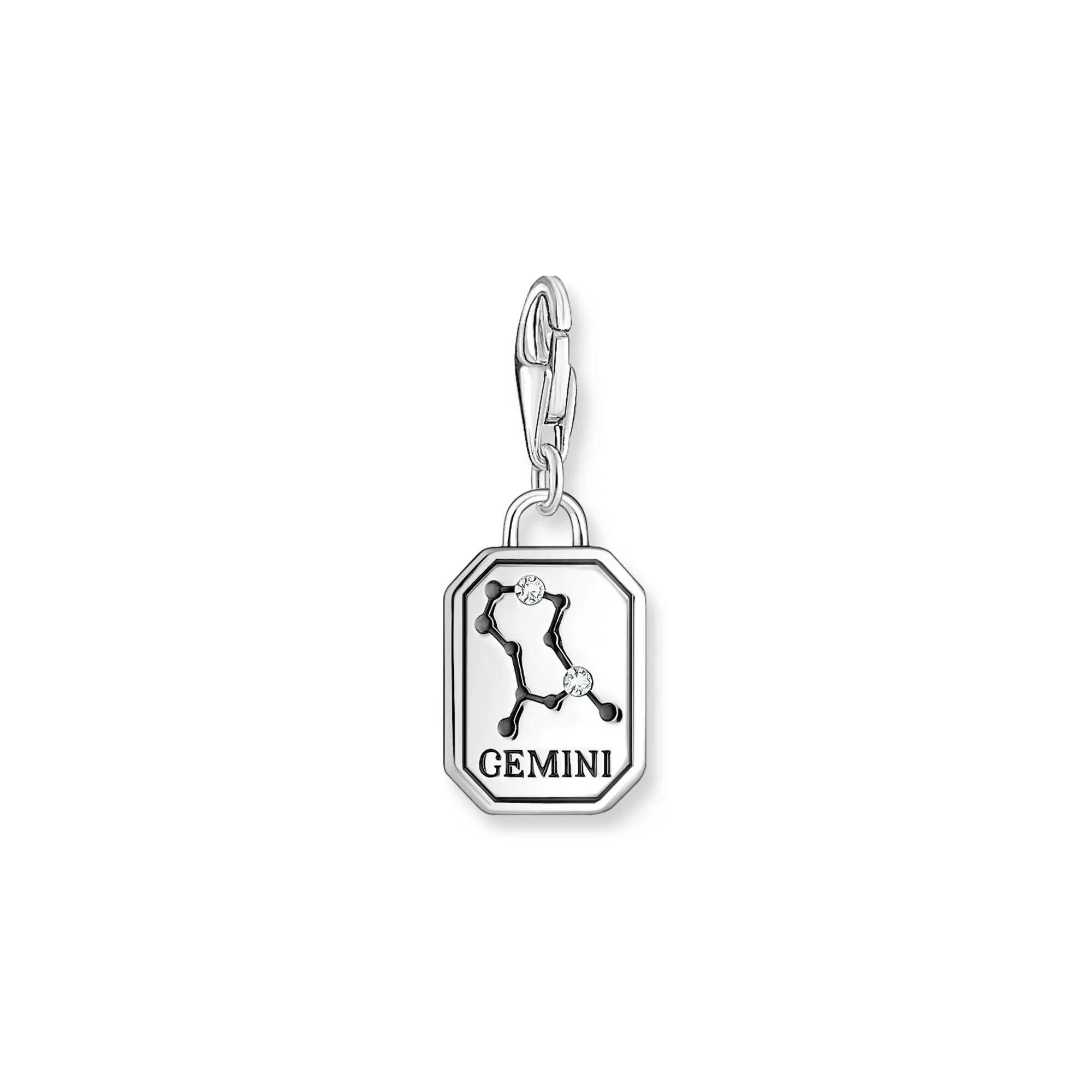 Gemini Zodiac sign silver charm Pendant