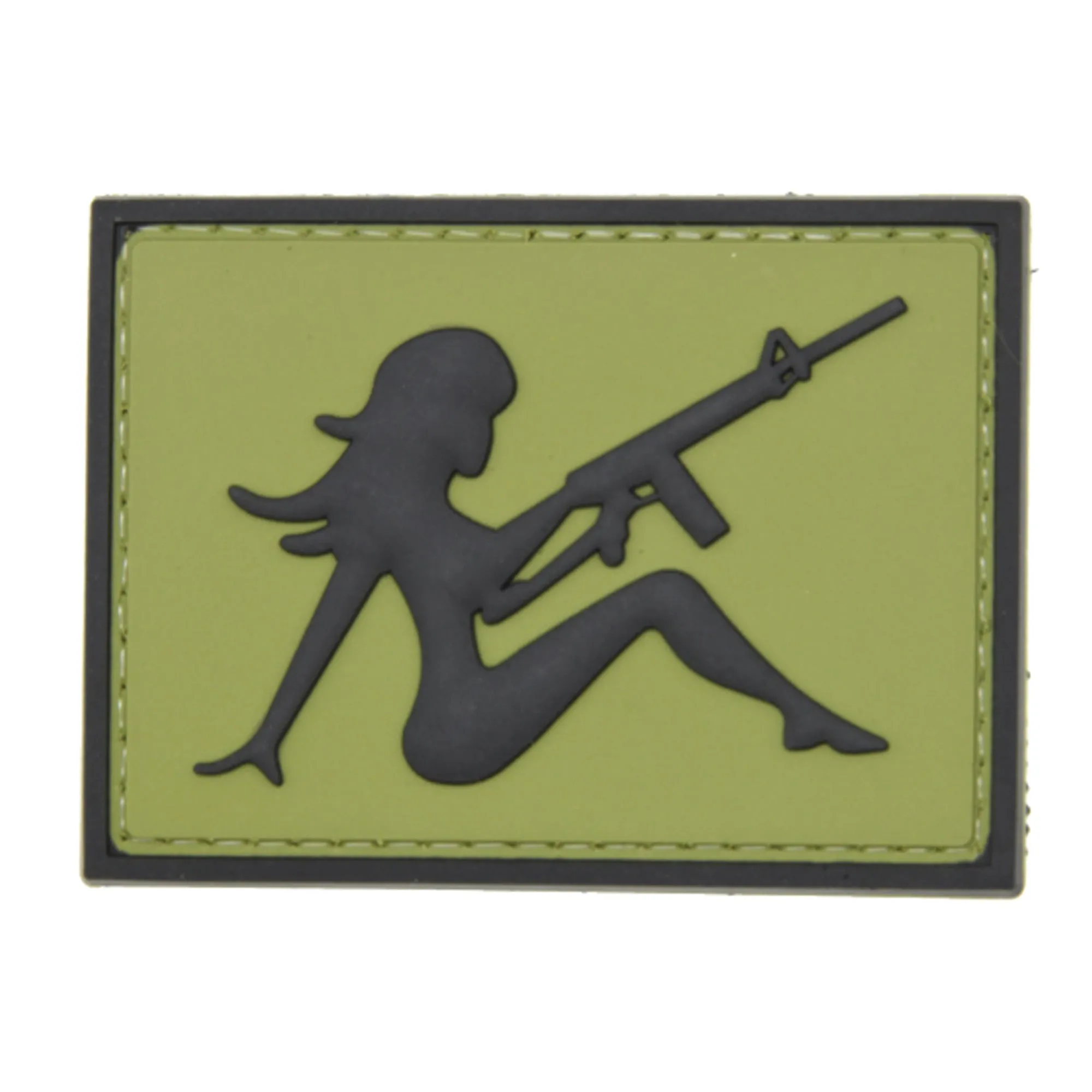 Girl with Rifle Facing Right Patch Green/Black