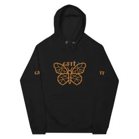 Golden Butterfly Unisex Eco Raglan Hoodie - Black