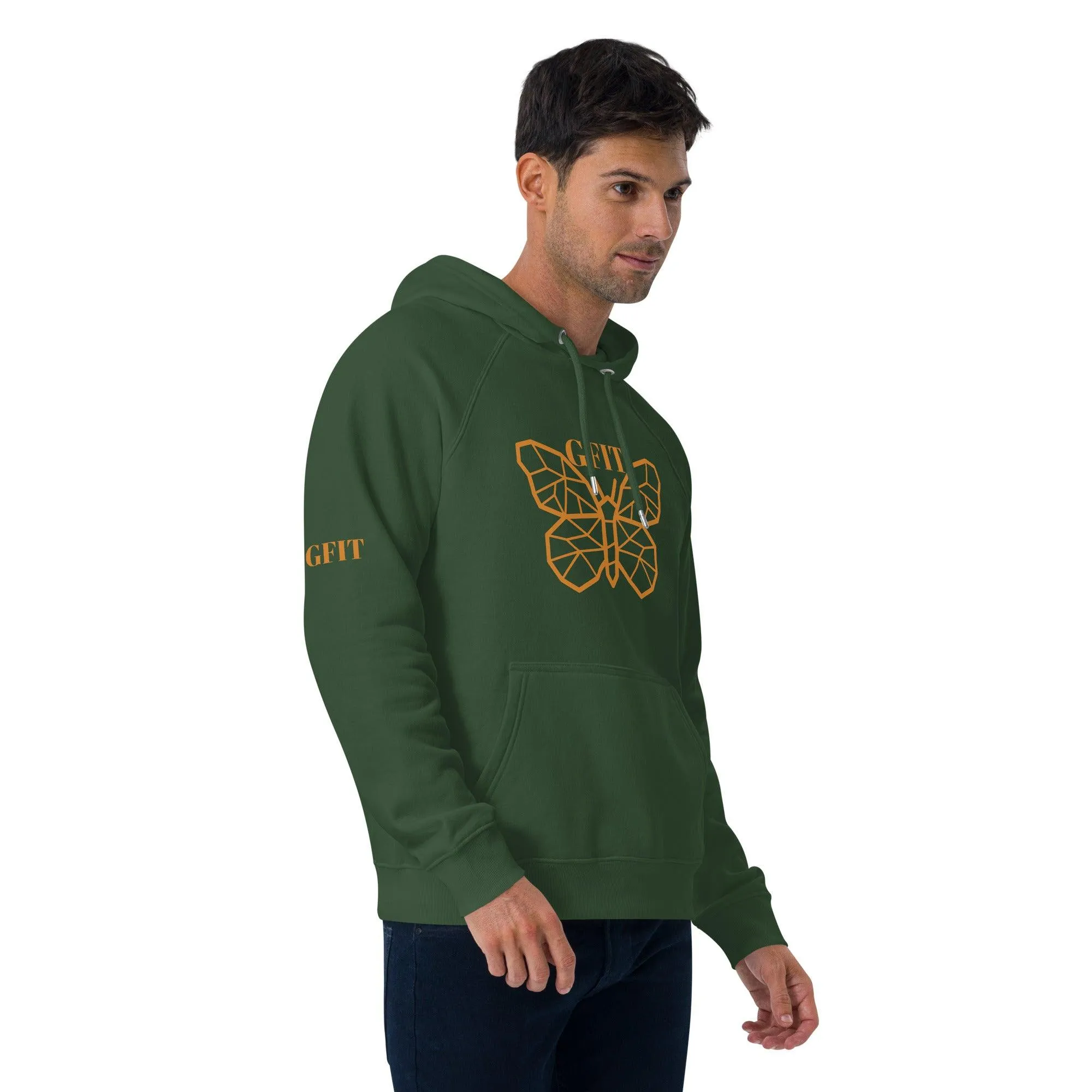 Golden Butterfly Unisex Eco Raglan Hoodie - Bottle Green