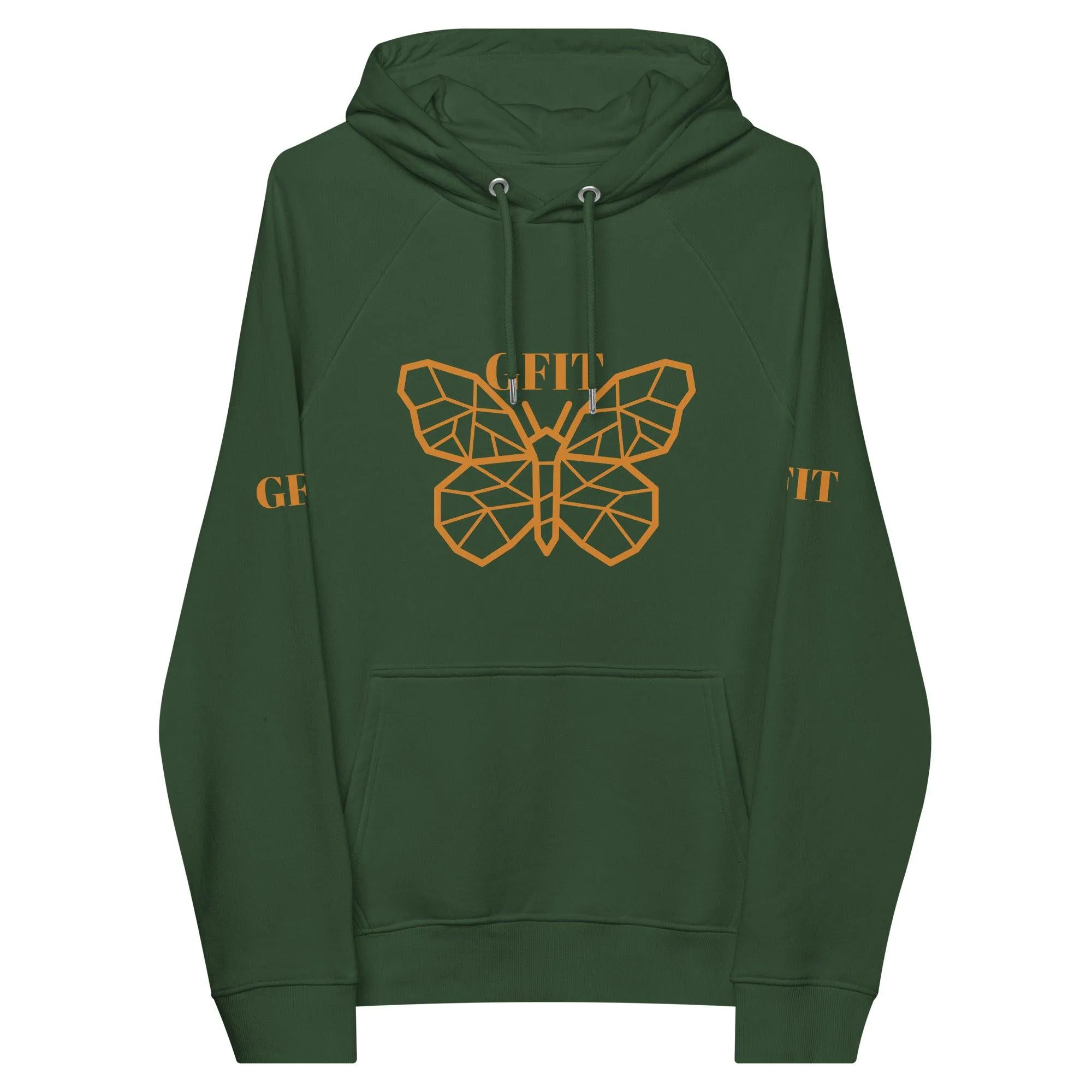 Golden Butterfly Unisex Eco Raglan Hoodie - Bottle Green